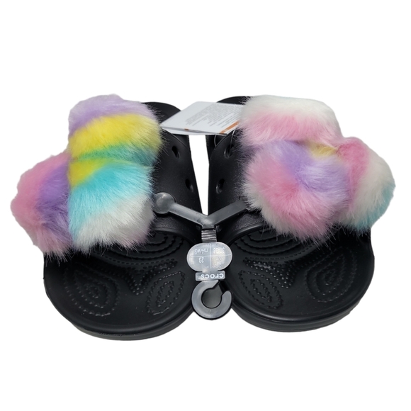 Crocs  Classic Fursure Pom Slides Wmn sz 7 - Picture 4 of 7